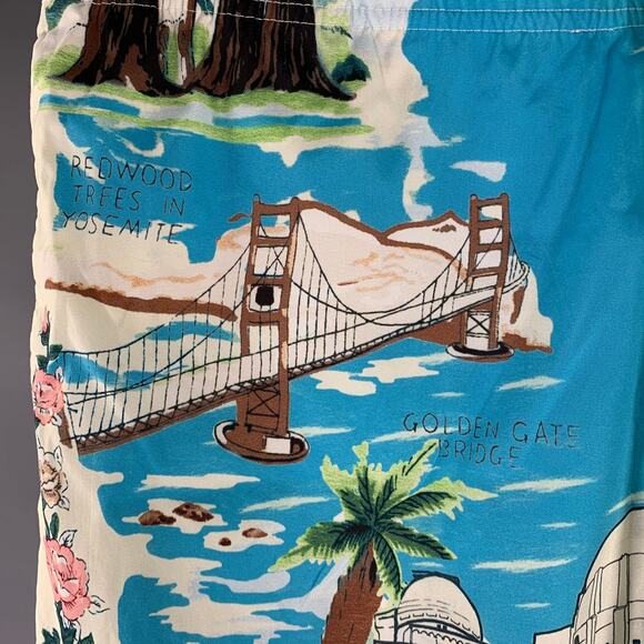 AMIRI Size 36 Blue Graphic Polyester Blend Drawstring Swim Trunks - Picture 2 of 6